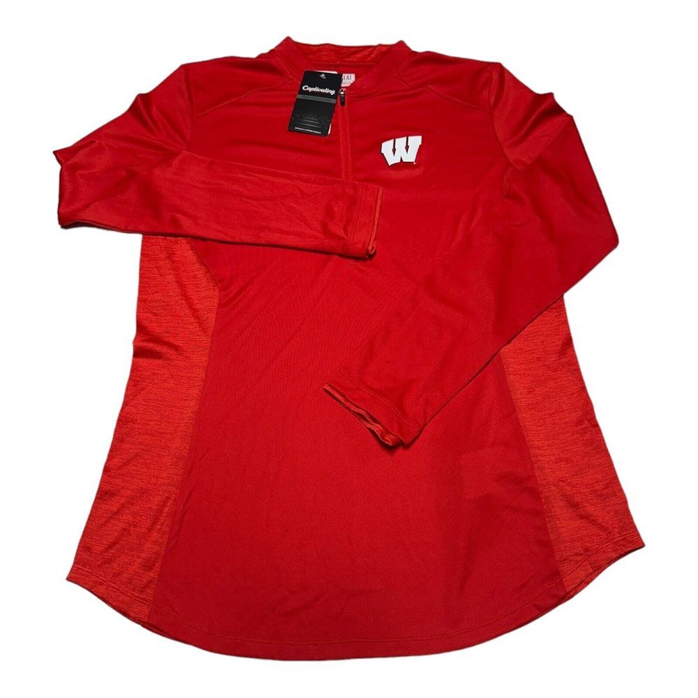 NWT Women's Box Seat Wisconsin Badgers Red 1/4 Zip Pullover Lightweight Size M